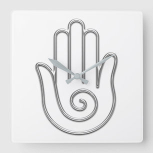 Namaste Greeting Gray White Hand Joga Square Wall Clock