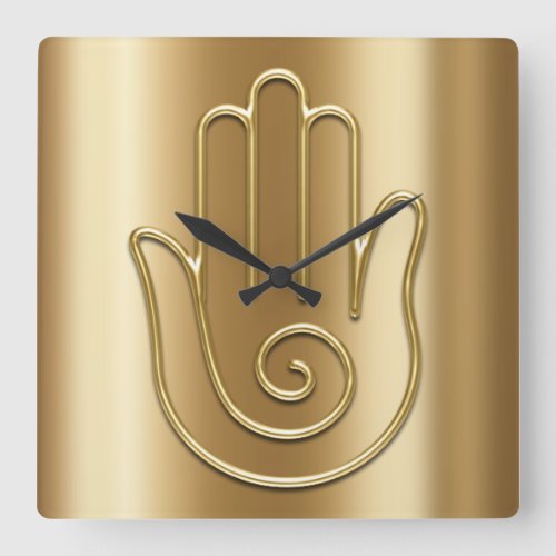 Namaste Greeting Urban Joga Gold Hello Hand Square Wall Clock