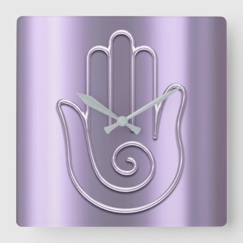 Namaste Greeting Urban Joga Lavender Violet Hand Square Wall Clock