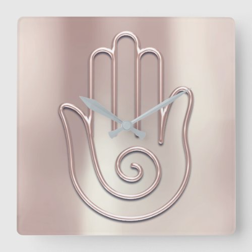 Namaste Greeting Urban Joga Pink Pearl Hello Hand Square Wall Clock