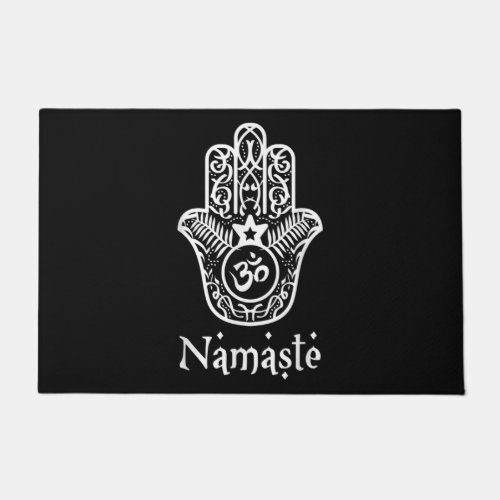 Namaste Hand Hamsa yoga hinduism vedas OHM Doormat