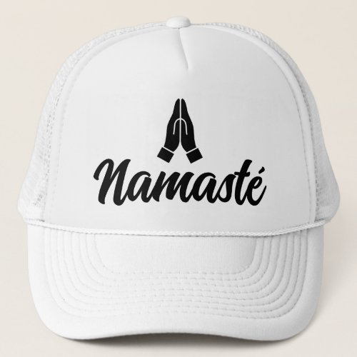 Namast hands together logo trucker hat