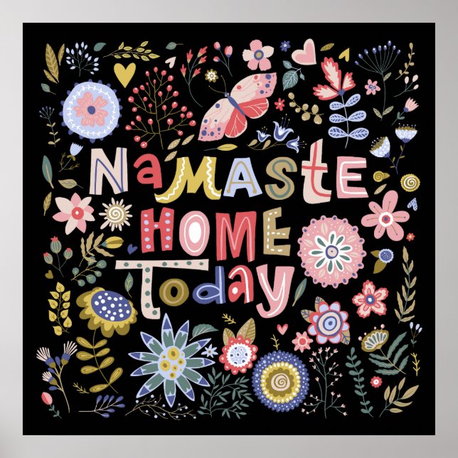 Namaste Home Today Folk Art Floral Poster (Front)