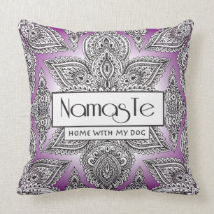 Namaste Home with my Dog Yoga mandala Inspired Throw Pillow