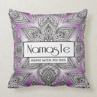 Namaste Home with my Dog Yoga mandala Inspired Throw Pillow