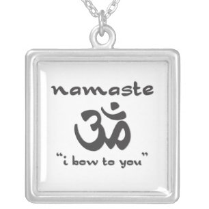 Namaste - I bow to you (in black) Silver Plated Necklace