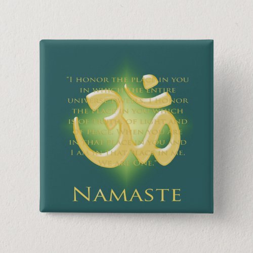Namaste _ I bow to you in green Button