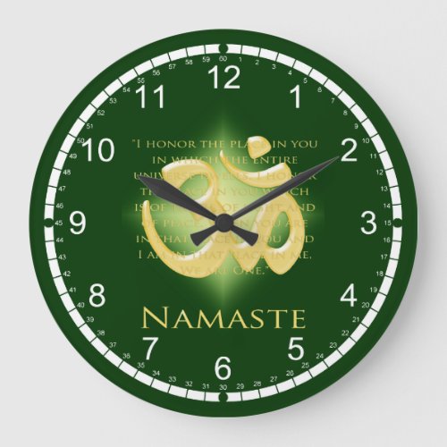 Namaste _ I bow to you in green Large Clock