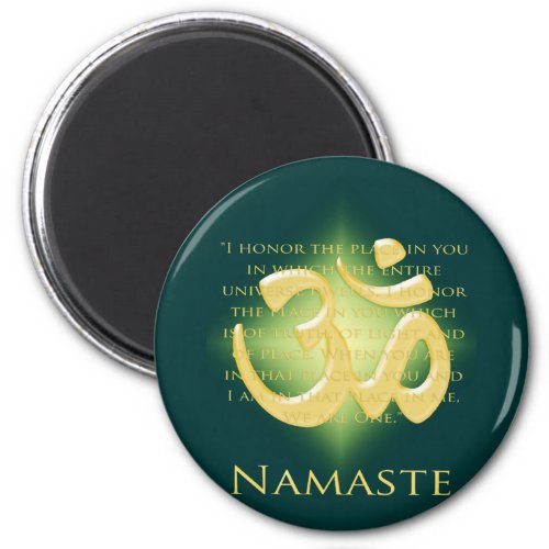 Namaste _ I bow to you in green Magnet