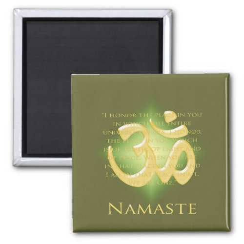 Namaste _ I bow to you in green Magnet