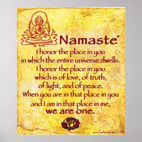 Namaste I Honor You We Are One Poster