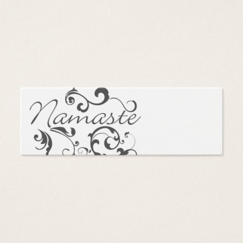 Namaste in dark gray swirls business card template
