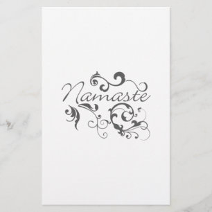 Namaste in dark gray swirls flyer