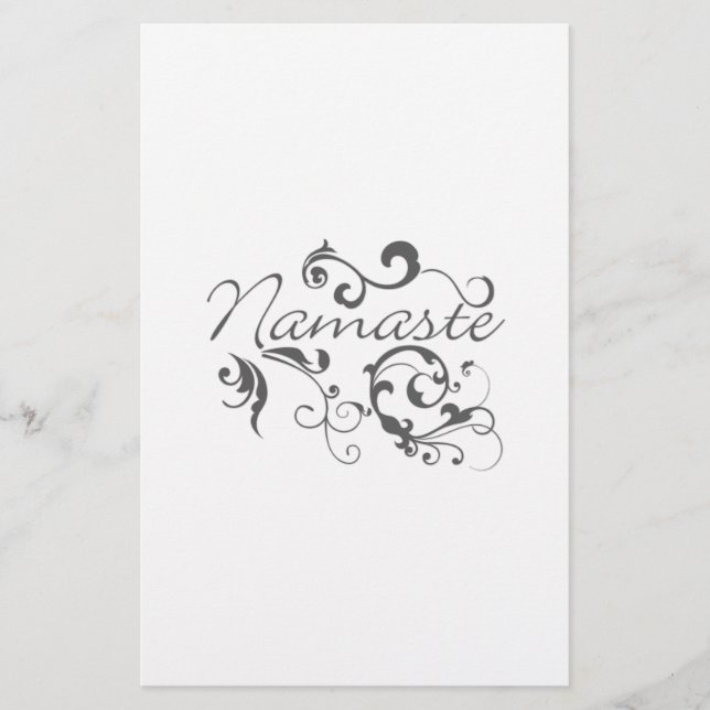 Namaste in dark gray swirls flyer (Front)