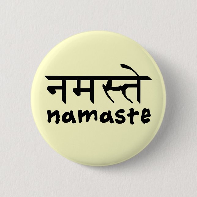 Namaste in English and Hindi Button (Front)