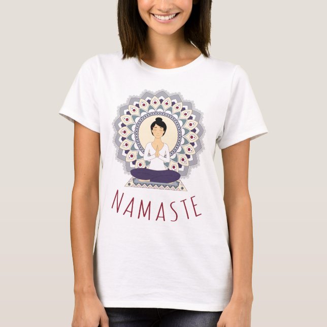 Namaste in Lotus Pose - Yoga Asana Woman T-shirt (Front)