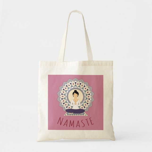Namaste in Lotus Pose - Yoga Asana Woman Tote bag (Front)