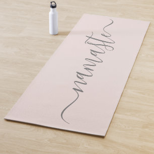 Namaste Initials Personalized Grey Blush Pink Yoga Mat