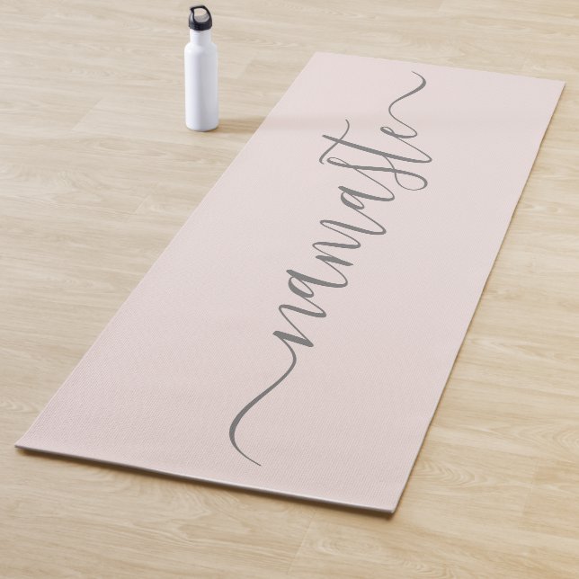 Namaste Initials Personalized Grey Blush Pink Yoga Mat (In Situ)