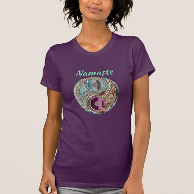 Namaste Jewel-Toned Yin and Yang T-Shirt (Front)