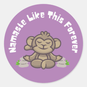 Namaste Like This Forever - Funny Monkey Yoga Pun  Classic Round Sticker