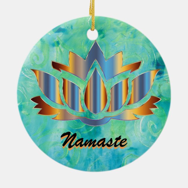 Namaste Lotus Blue Ornament (Back)