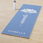 Namaste Lotus Flower Modern Blue Custom Name Yoga Mat<br><div class="desc">Namaste Lotus Flower Modern Cornflower Blue Custom Name Sports Fitness Yoga Mat features a white lotus flower with the text "namaste" in modern hand lettered calligraphy script on a cornflower blue background and personalized with your name. Perfect gift for friends and family for birthday, Christmas, Mother's Day, best friends, yoga...</div>