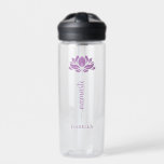 Namaste Lotus Flower Modern Personalized Name Water Bottle<br><div class="desc">Namaste Lotus Flower Modern Personalized Name Sports Fitness Yoga Water Bottle features a lotus flower with the text "namaste" in modern hand lettered calligraphy script and personalized with your name. Perfect gift for friends and family for birthday, Christmas, Mother's Day, best friends, yoga lovers, fitness and sports. Designed by ©...</div>