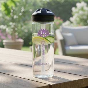 Namaste Lotus Flower Modern Personalized Name Water Bottle