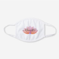 Namaste Lotus Flower Monogram White Cotton Face Mask