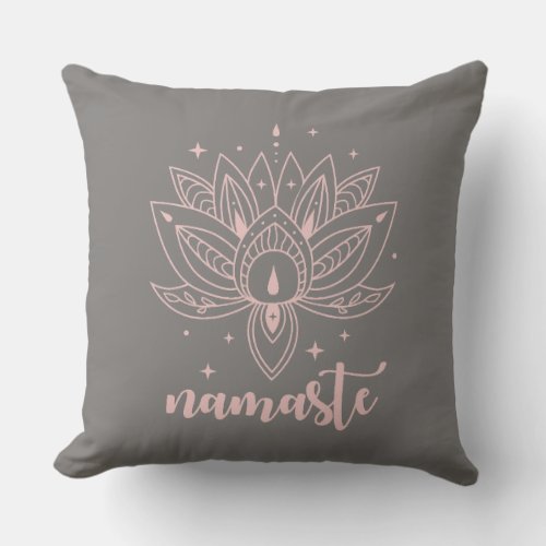 Namaste Lotus Flower Throw Pillow