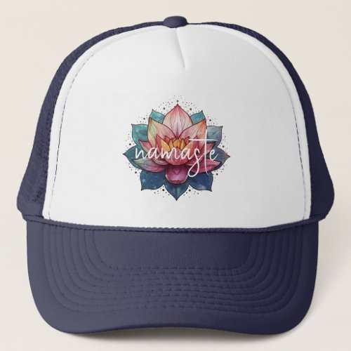 Namaste lotus flower trucker hat