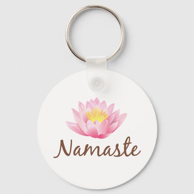Namaste Lotus Flower Yoga Keychain (Front)