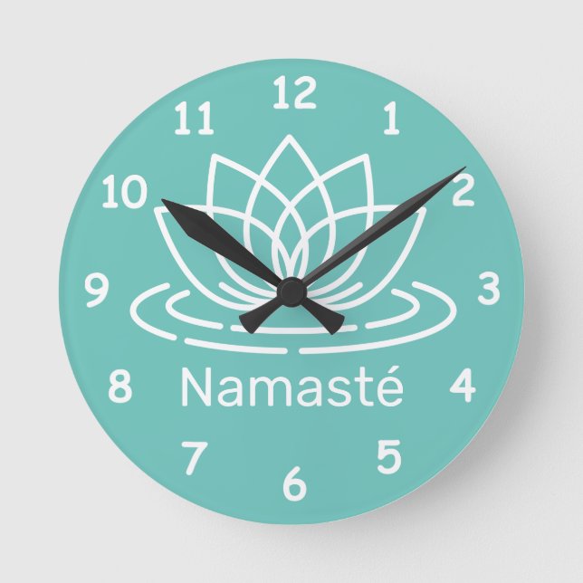 Namasté lotus flower yoga meditation wall clock (Front)