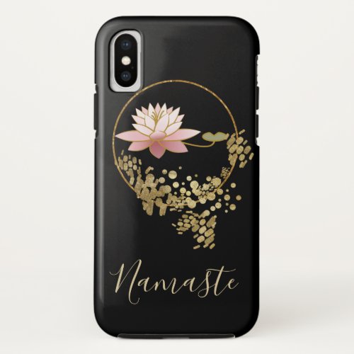  Namaste Lotus Gold Glitter Black Girly Zen iPhone XS Case