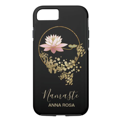  Namaste Lotus Gold Glitter Zen Black Girly iPhone 87 Case