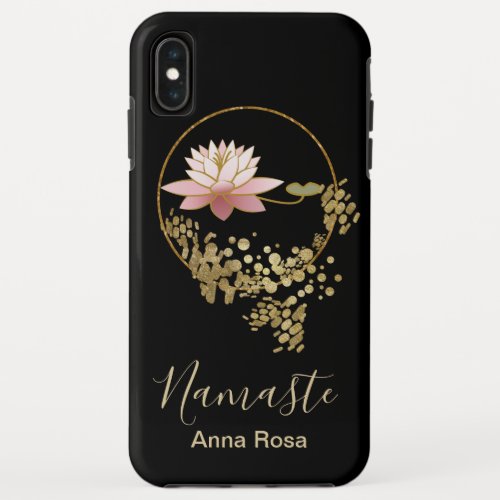  Namaste Lotus Gold Glitter Zen Black Girly iPhone XS Max Case