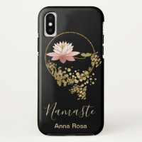 *~* Namaste Lotus Gold Glitter Zen Black Girly