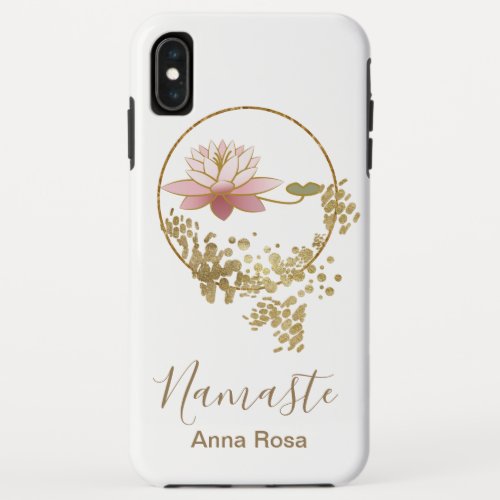  Namaste Lotus Gold Glitter Zen White Girly iPhone XS Max Case