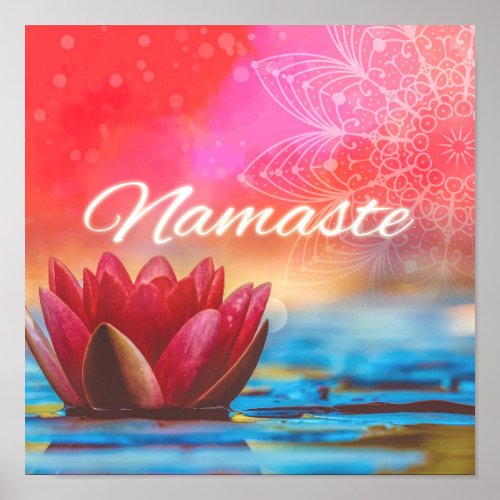 Namaste Lotus  Mandala Poster