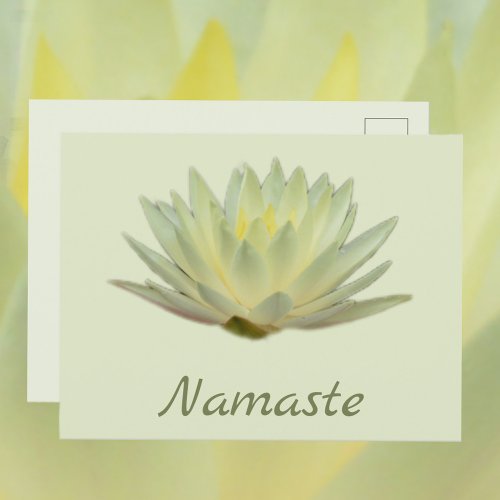 Namaste Lotus Waterlily Yellow Green Floral Postcard