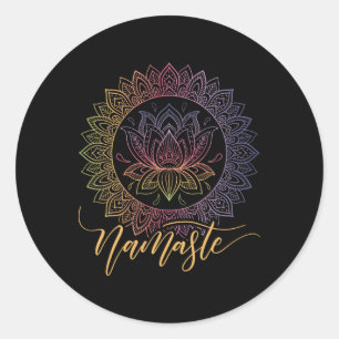 Namaste Mandala Lotus Flower Yoga Art Classic Round Sticker