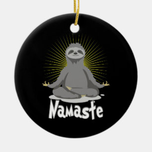 Namaste Meditating Yoga Sloth Ceramic Ornament