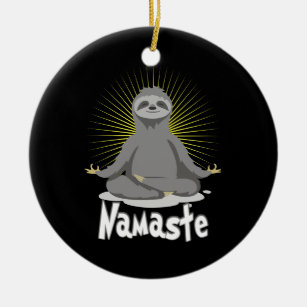 Namaste Meditating Yoga Sloth Ceramic Ornament