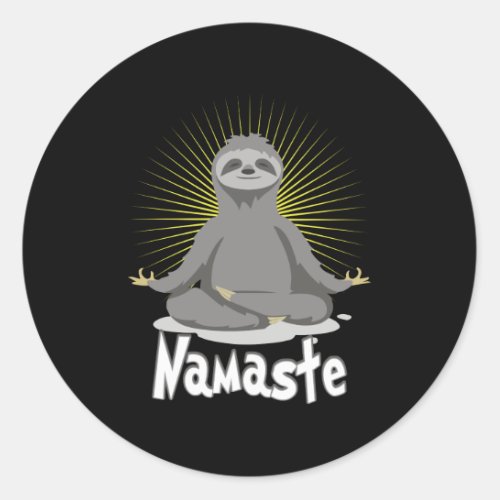 Namaste Meditating Yoga Sloth Classic Round Sticker