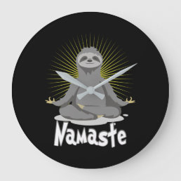 Namaste Meditating Yoga Sloth Large Clock