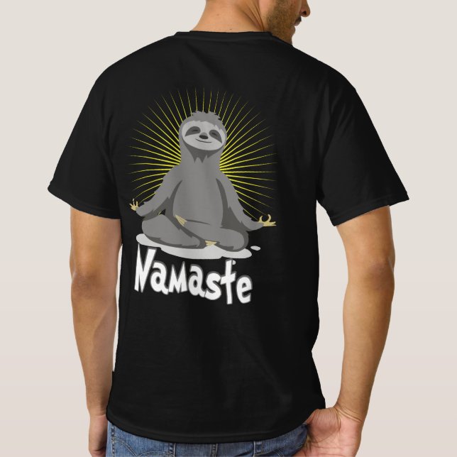 Namaste Meditating Yoga Sloth T-Shirt (Back)