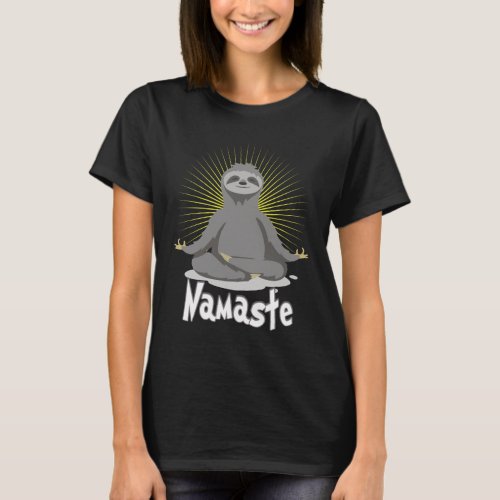 Namaste Meditating Yoga Sloth T_Shirt