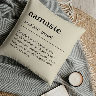 Namaste Mindfulness Yoga Modern Beige Meditation Throw Pillow