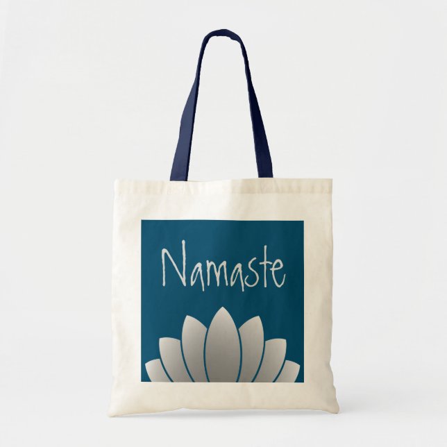 Namaste Modern Lotus Floral Tote Bag (Front)